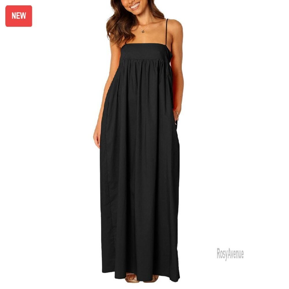 Backless Maxi Dress with Pockets - Viscose Summer Formal